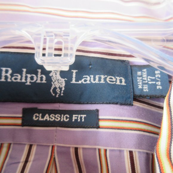 Ralph Lauren Classic Striped Casual Button Down Shirt Size 17 Long Sleeve - Picture 7 of 12